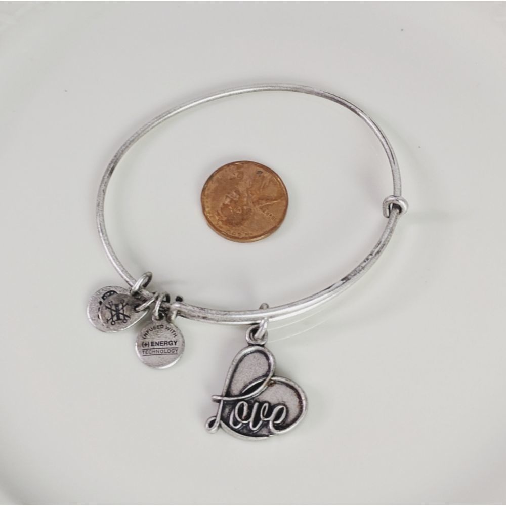 Alex and Ani Silver Love Heart Script Bracelet
